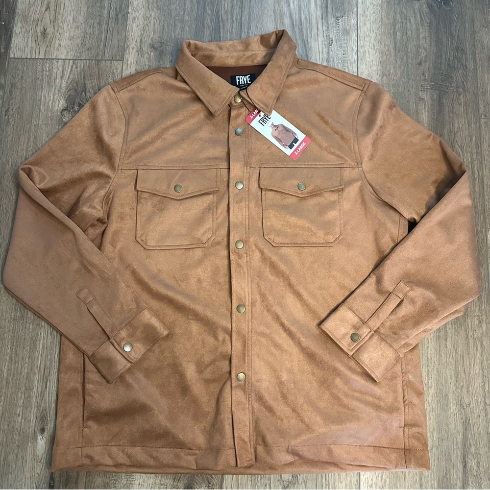NEW!! Frye Men's Light Brown Faux Suede Shirt Jacket, Shacket, Western, XL
